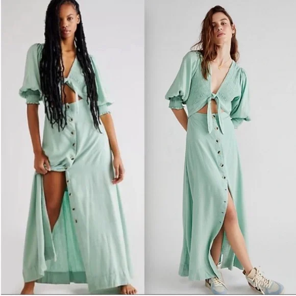 String Of Hearts Maxi Dress at Free People in Tranquil Mist, Size: M
